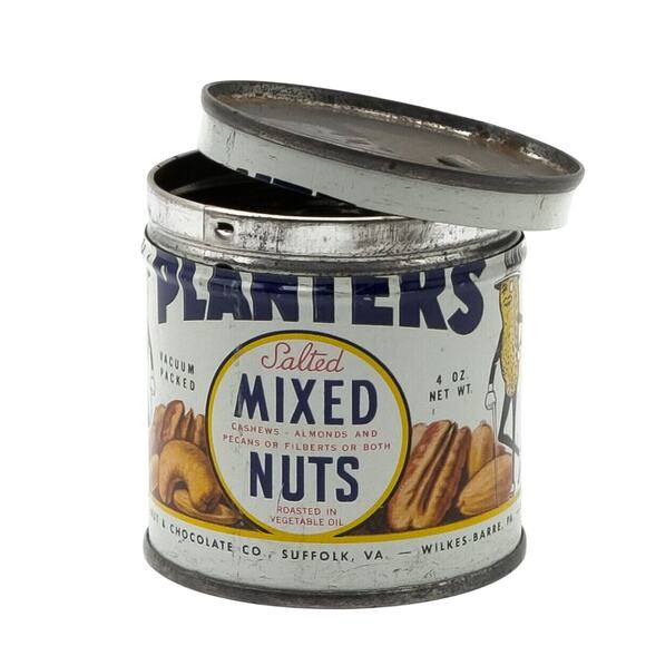 1944 Planters 4 Oz Salted Mixed Nuts Tin - Very Clean - Picture 1 of 8